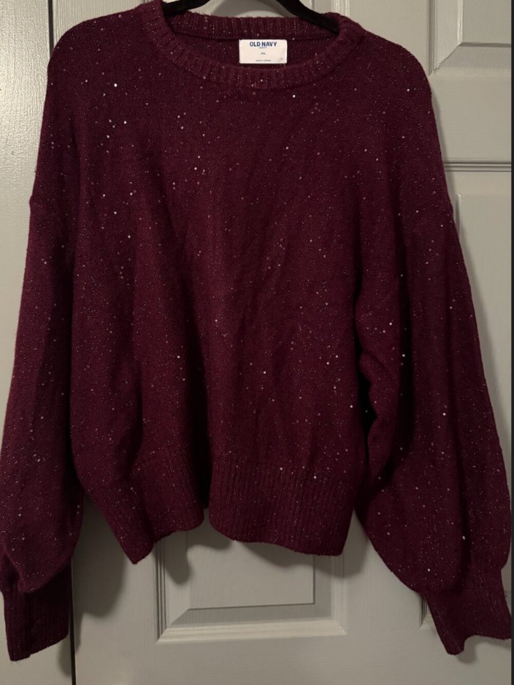NWT Old Navy Soft Sparkle Sweater XXL | Burgundy Sequin Knit